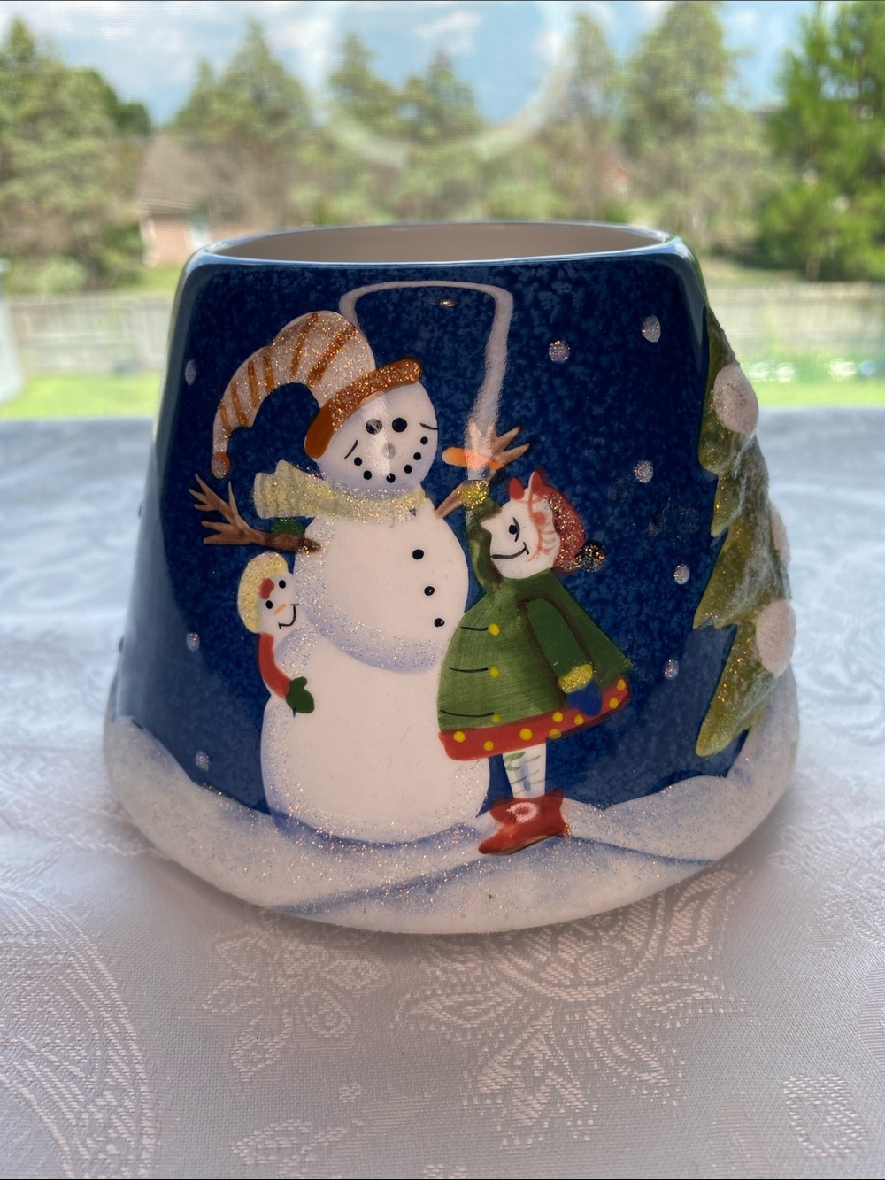Home Interiors and Gifts Christmas Snowman w/ Kids candle shade